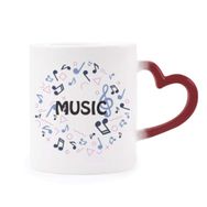 Dıythinker Kırmızı Çok Renkli Yuvarlak Şekilli Müzik Notası Koyu Mavi Şekil Isıya Duyarlı Kalp Kupası
