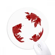 Dıythinker Kırmızı Cyprinoid Baskılı Yuvarlak Kaymaz Kauçuk Mouse Pad