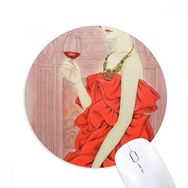 Dıythinker Kırmızı Elbise Güzellik Çin Boyama Baskılı Yuvarlak Kaymaz Kauçuk Mouse Pad