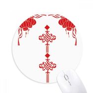 Dıythinker Kırmızı Fener Çin Düğüm Desenli Baskılı Yuvarlak Kaymaz Kauçuk Mouse Pad