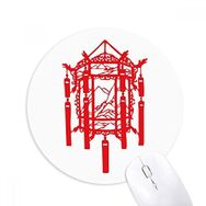 Dıythinker Kırmızı Fener Çin Kağıt Kesme Baskılı Yuvarlak Kaymaz Kauçuk Mouse Pad
