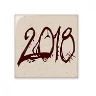 Dıythinker Kırmızı Font 2018 Mutlu Yeni Yıl 10x10 cm Seramik Karo