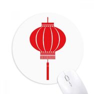 Dıythinker Kırmızı Geleneksel Çin Feneri Desenli Baskılı Yuvarlak Kaymaz Kauçuk Mouse Pad