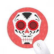 Dıythinker Kırmızı Gözlü Kafatası Meksika Ulusal Kültür İllüstrasyonu Baskılı Yuvarlak Kaymaz Kauçuk Mouse Pad