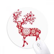 Dıythinker Kırmızı Kar Tanesi Geyik Baskılı Yuvarlak Kaymaz Kauçuk Mouse Pad