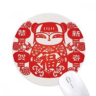 Dıythinker Kırmızı Kız Kağıt Kesim Çiçek Fener Baskılı Yuvarlak Kaymaz Kauçuk Mouse Pad