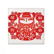 Dıythinker Kırmızı Kız Kağıt Kesim Çiçek Fener Parlak 10x10 cm Seramik Karo