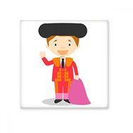Dıythinker Kırmızı Mor Torero Karikatür 10x10 cm Seramik Karo