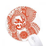 Dıythinker Kırmızı Opera Maskesi Kağıt Kesim Desen Baskılı Yuvarlak Kaymaz Kauçuk Mouse Pad