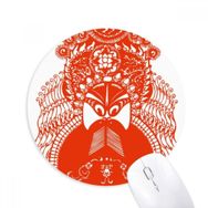 Dıythinker Kırmızı Pekin Operası Maskesi Ay Kağıt Kesim Baskılı Yuvarlak Kaymaz Kauçuk Mouse Pad