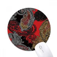 Dıythinker Kırmızı Sarı Çiçek Soyut Bulut Desenli Baskılı Yuvarlak Kaymaz Kauçuk Mouse Pad