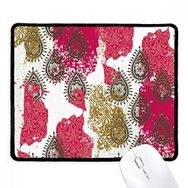 Dıythinker Kırmızı Sarı Çiçek Yaprak Soyut Desen Kaymaz Siyah Başlıklı Kenarlar Mouse Pad