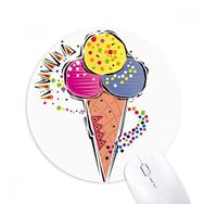 Dıythinker Kırmızı Sarı Mavi Dondurma Topu Element İllüstrasyon Baskılı Yuvarlak Kaymaz Kauçuk Mouse Pad