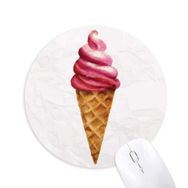 Dıythinker Kırmızı Suluboya Tatlı Dondurma Baskılı Yuvarlak Kaymaz Kauçuk Mouse Pad