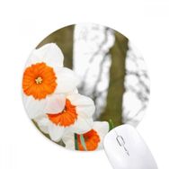 Dıythinker Kırmızı ve Beyaz Çiçekler Ağaçlar Baskılı Yuvarlak Kaymaz Kauçuk Mouse Pad