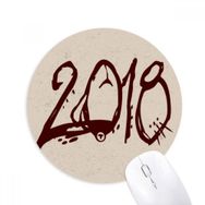 Dıythinker Kırmızı Yazı Tipi 2018 Happy New Year Baskılı Yuvarlak Kaymaz Kauçuk Mouse Pad