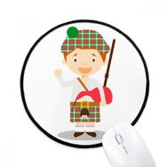 Dıythinker Kırmızı Yeşil İskoçya Karikatür Yuvarlak Kaymaz Mouse Pad