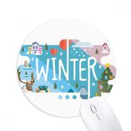 Dıythinker Kış Sezonu İllüstrasyon Baskılı Yuvarlak Kaymaz Kauçuk Mouse Pad