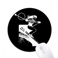 Dıythinker Kış Spor Kayak Siyah Desen Baskılı Yuvarlak Kaymaz Kauçuk Mouse Pad