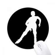 Dıythinker Kış Spor Kayak Siyah Siluet Baskılı Yuvarlak Kaymaz Kauçuk Mouse Pad