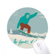 Dıythinker Kış Spor Kayak Tahtası Kayak İllüstrasyonu Baskılı Yuvarlak Kaymaz Kauçuk Mouse Pad
