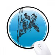 Dıythinker Kış Spor Kayak ve Kayak Direkleri Desen Yuvarlak Kaymaz Mouse Pad