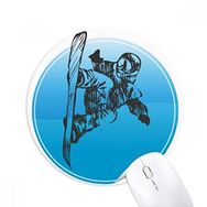 Dıythinker Kış Spor Kayak ve Kayak Direkleri Desenli Baskılı Yuvarlak Kaymaz Kauçuk Mouse Pad