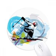 Dıythinker Kış Spor Sporları Serbest Stil Kayak İllüstrasyonu Baskılı Yuvarlak Kaymaz Kauçuk Mouse Pad