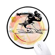 Dıythinker Kış Sporları Artistik Patinaj Suluboya Illüstrasyon Yuvarlak Kaymaz Mouse Pad