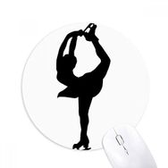 Dıythinker Kış Sporları Kadın Paten Silüeti Baskılı Yuvarlak Kaymaz Kauçuk Mouse Pad