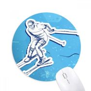 Dıythinker Kış Sporları Kayak Aksiyon İllüstrasyonu Baskılı Yuvarlak Kaymaz Kauçuk Mouse Pad