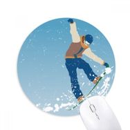 Dıythinker Kış Sporları Kayak Atlama İllüstrasyon Baskılı Yuvarlak Kaymaz Kauçuk Mouse Pad
