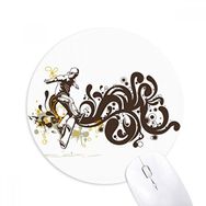 Dıythinker Kış Sporları Kayak Çiçek Desenli Baskılı Yuvarlak Kaymaz Kauçuk Mouse Pad