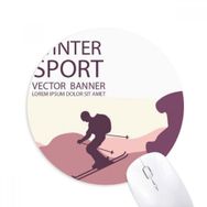 Dıythinker Kış Sporları Kayak Direkleri Desenli Baskılı Yuvarlak Kaymaz Kauçuk Mouse Pad