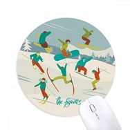 Dıythinker Kış Sporları Kayak Renkli İllüstrasyon Baskılı Yuvarlak Kaymaz Kauçuk Mouse Pad