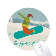 Dıythinker Kış Sporları Kayak Tahtası İllüstrasyon Baskılı Yuvarlak Kaymaz Kauçuk Mouse Pad