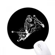 Dıythinker Kış Sporları Siyah Kayak İllüstrasyonu Baskılı Yuvarlak Kaymaz Kauçuk Mouse Pad