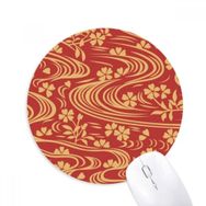 Dıythinker Kıvırcık Kırmızı Japon Kültürü Çiçek Baskılı Yuvarlak Kaymaz Kauçuk Mouse Pad