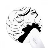 Dıythinker Kız Uzun Saçlı Bayan Silüeti Baskılı Yuvarlak Kaymaz Kauçuk Mouse Pad