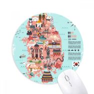 Dıythinker Kore Haritası Simgeler Baskılı Yuvarlak Kaymaz Kauçuk Mouse Pad