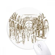 Dıythinker Koridor Simgesi Eskiz Manzara Baskılı Yuvarlak Kaymaz Kauçuk Mouse Pad