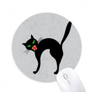 Dıythinker Korkunç Siyah Kedi Cadılar Bayramı Baskılı Yuvarlak Kaymaz Kauçuk Mouse Pad