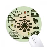 Dıythinker Koyu Yeşil Eğlence Parkı Silüeti Baskılı Yuvarlak Kaymaz Kauçuk Mouse Pad