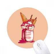 Dıythinker Krem Çikolata Bisküvi Dondurma Baskılı Yuvarlak Kaymaz Kauçuk Mouse Pad