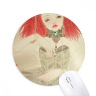 Dıythinker Kukla Bebek Çin Stili Suluboya Baskılı Yuvarlak Kaymaz Kauçuk Mouse Pad