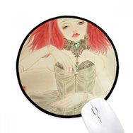 Dıythinker Kukla Bebek Çin Tarzı Suluboya Yuvarlak Kaymaz Mouse Pad