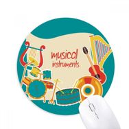 Dıythinker Kulaklık Davul Müzik Enstrümanları Desen Baskılı Yuvarlak Kaymaz Kauçuk Mouse Pad