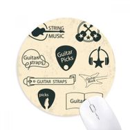 Dıythinker Kulaklık Gitar Müzik Enstrüman Desenli Baskılı Yuvarlak Kaymaz Kauçuk Mouse Pad