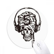 Dıythinker Kulaklık Kafatası Müzik Deseni İllüstrasyon Baskılı Yuvarlak Kaymaz Kauçuk Mouse Pad