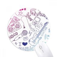 Dıythinker Kulaklık Kombinasyonu Müzik Deseni İllüstrasyon Baskılı Yuvarlak Kaymaz Kauçuk Mouse Pad